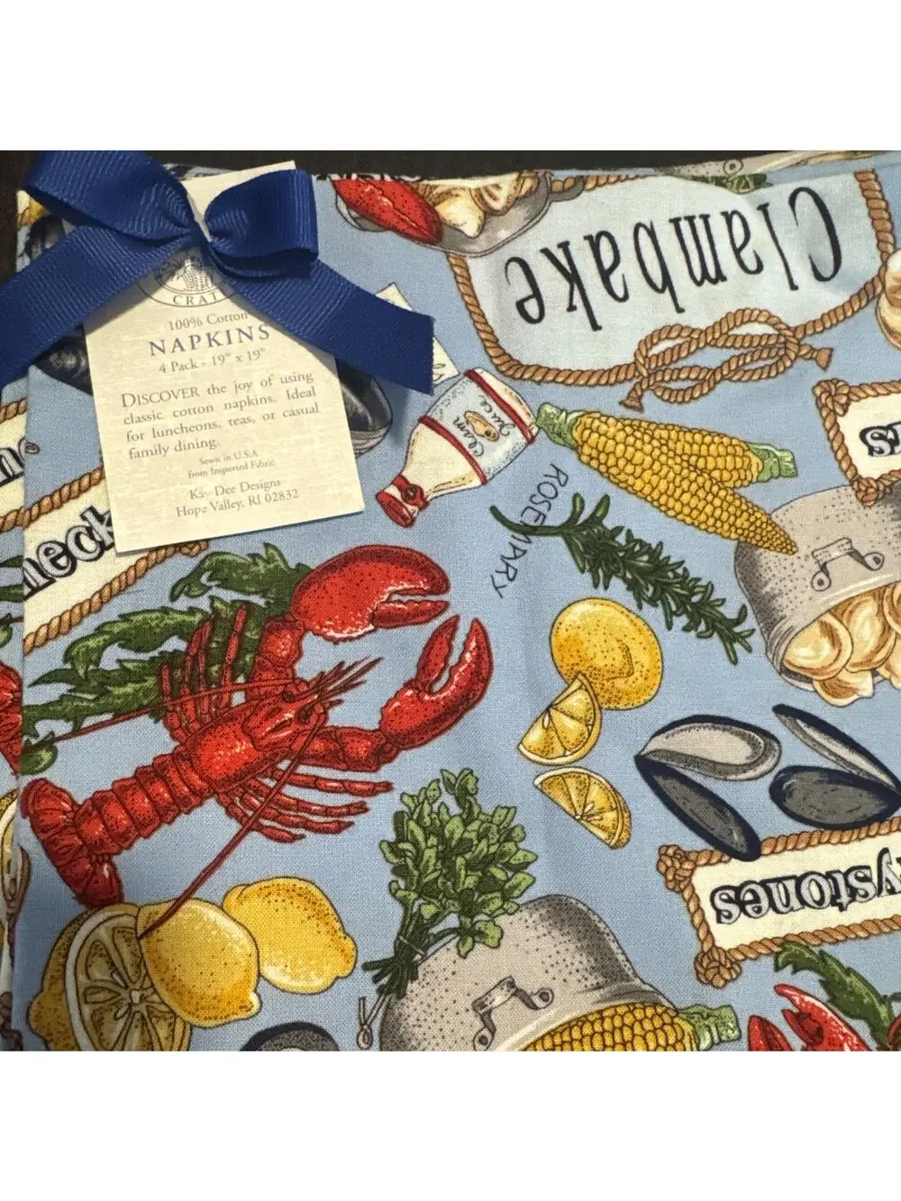 Kay Dee Designs Set Of 4 Napkins - 100% Cotton- Seafood Boil Theme NWT - Picture 1 of 5